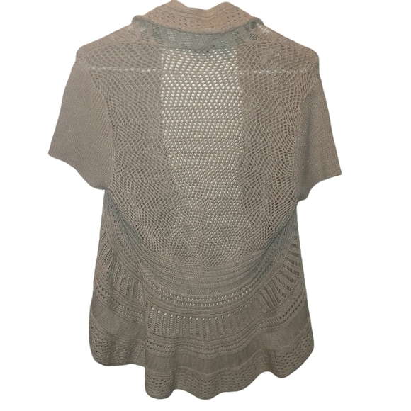 Denver Hayes Open Front Short Sleeve Cardigan Tan L - Picture 3 of 7